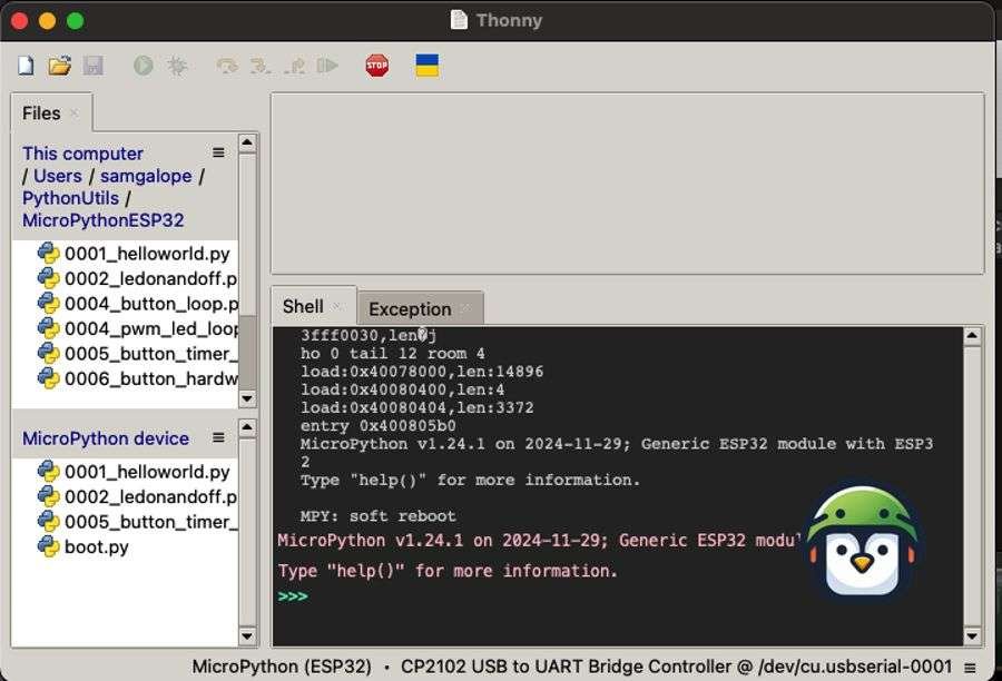 Thonny MicroPython Shell/REPL panel